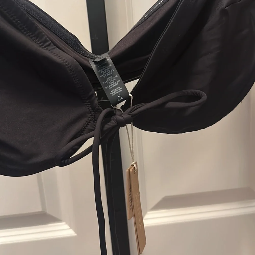 SKIMS SIGNATURE SWIM LONG SLEEVE BIKINI TOP in Onyx NEW